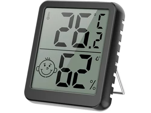 Digitális hőmérő mini időjárás állomás szobahidrométer elem mágneses fekete