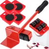 Bútorlift, mobil bútoremelő készlet 4 db görgővel, 150 kg teherbírás, piros