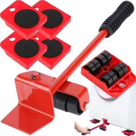   Bútorlift, mobil bútoremelő készlet 4 db görgővel, 150 kg teherbírás, piros