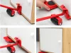 Bútorlift, mobil bútoremelő készlet 4 db görgővel, 150 kg teherbírás, piros