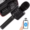 Vezeték nélküli mikrofon bluetooth karaoke hangszóró kerek tokkal különböző módok fekete