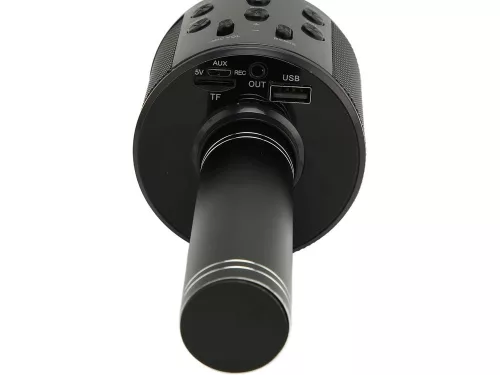 Vezeték nélküli mikrofon bluetooth karaoke hangszóró kerek tokkal különböző módok fekete