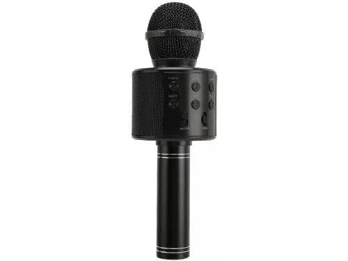 Vezeték nélküli mikrofon bluetooth karaoke hangszóró kerek tokkal különböző módok fekete