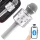 Vezeték nélküli mikrofon bluetooth karaoke hangszóró kerek tokkal különböző módok ezüst