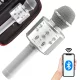 Vezeték nélküli mikrofon bluetooth karaoke hangszóró kerek tokkal különböző módok ezüst