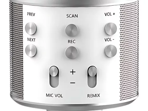 Vezeték nélküli mikrofon bluetooth karaoke hangszóró kerek tokkal különböző módok ezüst