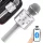 Vezeték nélküli mikrofon bluetooth karaoke hangszóró kerek tokkal különböző módok ezüst