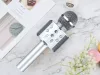 Vezeték nélküli mikrofon bluetooth karaoke hangszóró kerek tokkal különböző módok ezüst