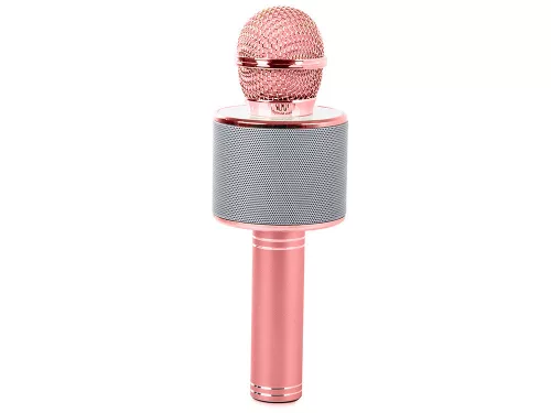 Vezeték nélküli mikrofon bluetooth karaoke hangszóró kerek tokkal különböző módok rózsaszín