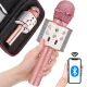Vezeték nélküli mikrofon bluetooth karaoke hangszóró kerek tokkal különböző módok rózsaszín