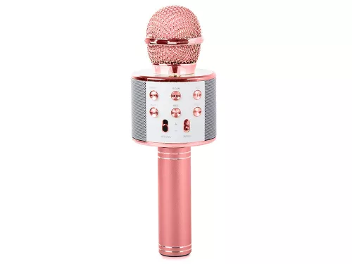 Vezeték nélküli mikrofon bluetooth karaoke hangszóró kerek tokkal különböző módok rózsaszín