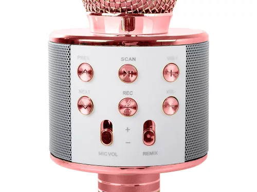 Vezeték nélküli mikrofon bluetooth karaoke hangszóró kerek tokkal különböző módok rózsaszín