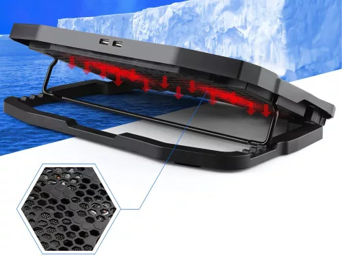 Laptop hűtő álvány led állítható usb porttal