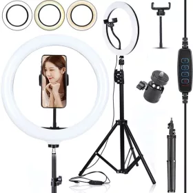   Led gyűrűs lámpa + telefontartó + állvány 100cm 3 árnyalatú