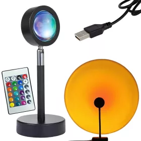   Projektor lámpa naplemente kelet utánzat fém led rgb usb + távirányító