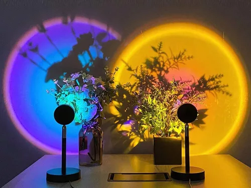 Projektor lámpa naplemente kelet utánzat fém led rgb usb + távirányító