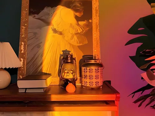 Projektor lámpa naplemente kelet utánzat fém led rgb usb + távirányító
