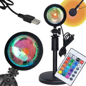   Projektor lámpa naplemente napfelkelte utánzat led rgb usb + távirányító