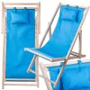 Fából készült napozóágy strandszékek összecsukható kerti párna strandszék kék