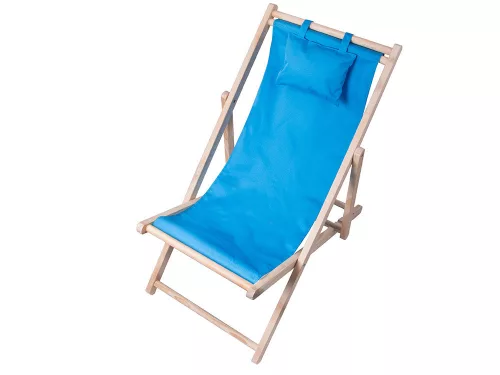 Fából készült napozóágy strandszékek összecsukható kerti párna strandszék kék