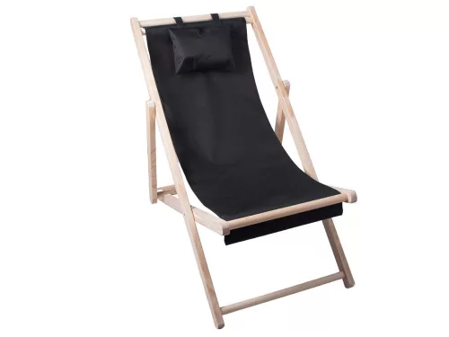 Fából készült napozóágy strandszékek összecsukható kerti párna strandszék fekete