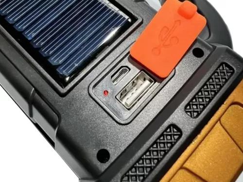 Napelemes zseblámpa, hordozható, újratölthető LED-es cob powerbank reflektor arany