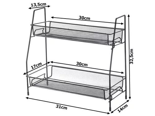 loft stílusú, kétszintes fém szervezőt , fürdőszobába konyhába, fekete