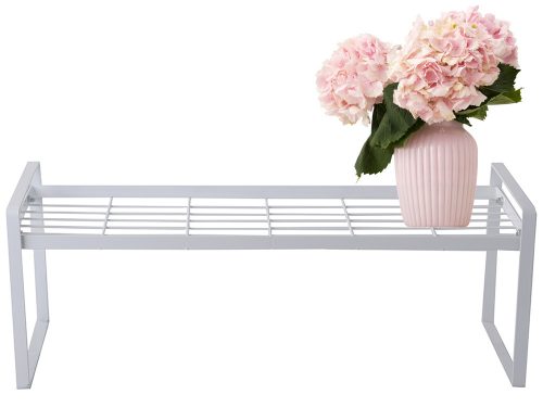 Fém polc, egyszintes konyhai szervező állvány, fehér, konyhába