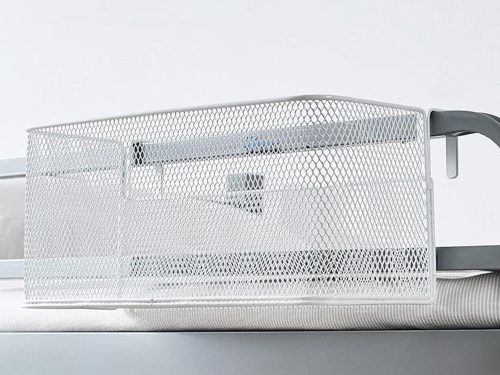 Kosár fém sínre szerelhető szervező függőkosár konyhai polc fehér