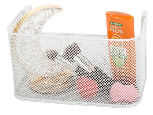 Kosár fém sínre szerelhető szervező függőkosár konyhai polc fehér