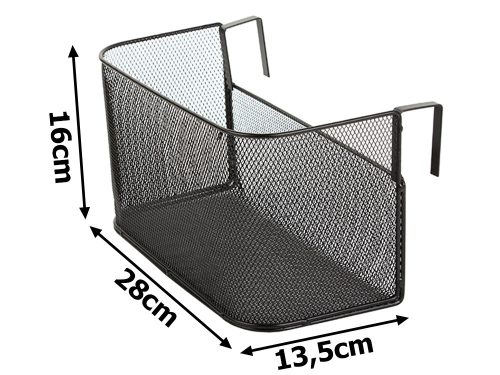 Kosár fém sínre szerelhető szervező függőkosár konyhai polc fekete