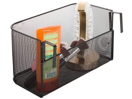 Kosár fém sínre szerelhető szervező függőkosár konyhai polc fekete