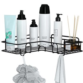 Loft sarok fürdőszobai zuhanypolc akasztó, fekete