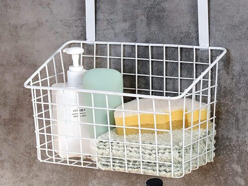 Kosár fém ajtóra akasztható szervező konyhai függőpolc fehér