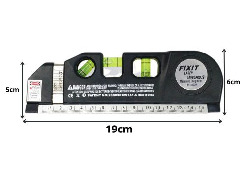 Precíziós lézeres vízmérték 2,5 m-es mérőszalaggal, lézerrel, 3 LED üzemmóddal, USB-vel