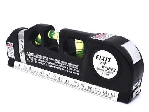 Precíziós lézeres vízmérték 2,5 m-es mérőszalaggal, lézerrel, 3 LED üzemmóddal, USB-vel