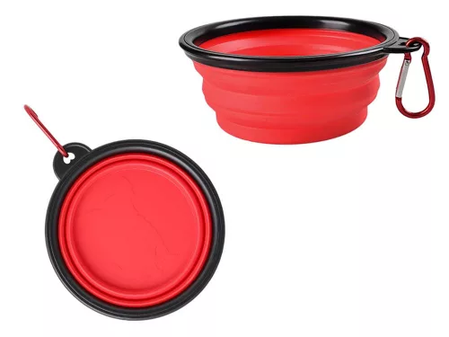 Szilikon tál kutyáknak összecsukható turisztikai carabinieri 400ml piros