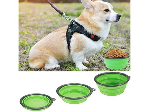 Szilikon tál kutyáknak összecsukható turisztikai carabinieri 400ml zöld