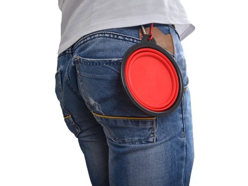 Szilikon tál kutyáknak összecsukható turisztikai carabinieri800ml piros