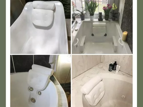 Kádpárna tapadókorongokkal otthoni spa fejtámla puha, horoggal
