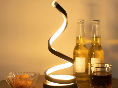 Spirál LED asztali lámpa, 3 fény szín, USB fényerő szabályozás