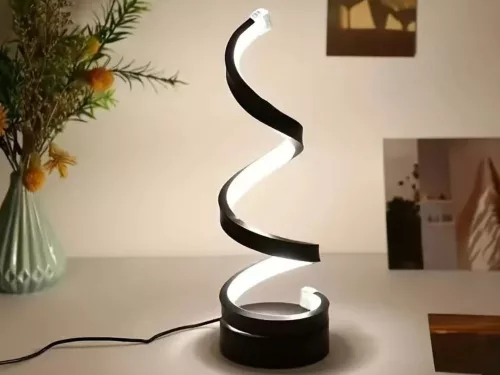 Spirál LED asztali lámpa, 3 fény szín, USB fényerő szabályozás