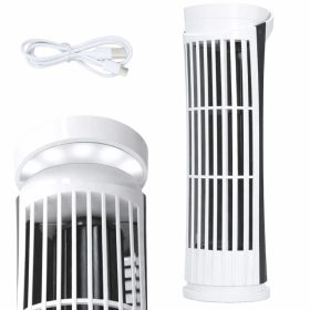   Mini oszlopos asztali ventilátor led világítással 2 sebességgel usb csendes működéssel