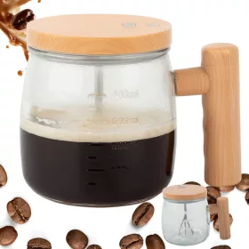   Önmegkeverő bögrék kávéhoz, teához és egyéb italokhoz, üveg, elektromos, 400 ml