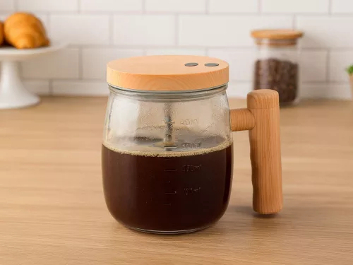 Önmegkeverő bögrék kávéhoz, teához és egyéb italokhoz, üveg, elektromos, 400 ml