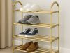 Cipőtartó polc, cipőrendező, egymásra rakható szekrény, 4 szintes, arany