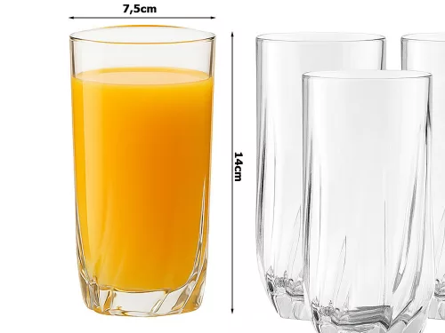 6 darabos magas, egyenes pohárkészlet hideg italokhoz, 340 ml