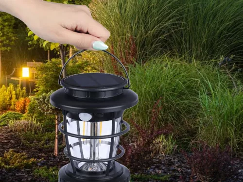 Napelemes kemping lámpa led kerti lámpa usb szürkület mozgásérzékelő