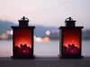 Lámpa dekoratív led kandalló mozgatható láng lámpa elektromos elemek