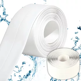   Fehér tömítőszalag fürdőszobai falakhoz és mosdókagylókhoz, 3 m erős PVC ragasztóval